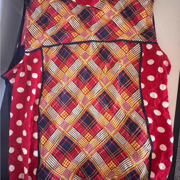 Anthropologie Red and Yellow Plaid Top with polka dots! - Picture 5 of 9